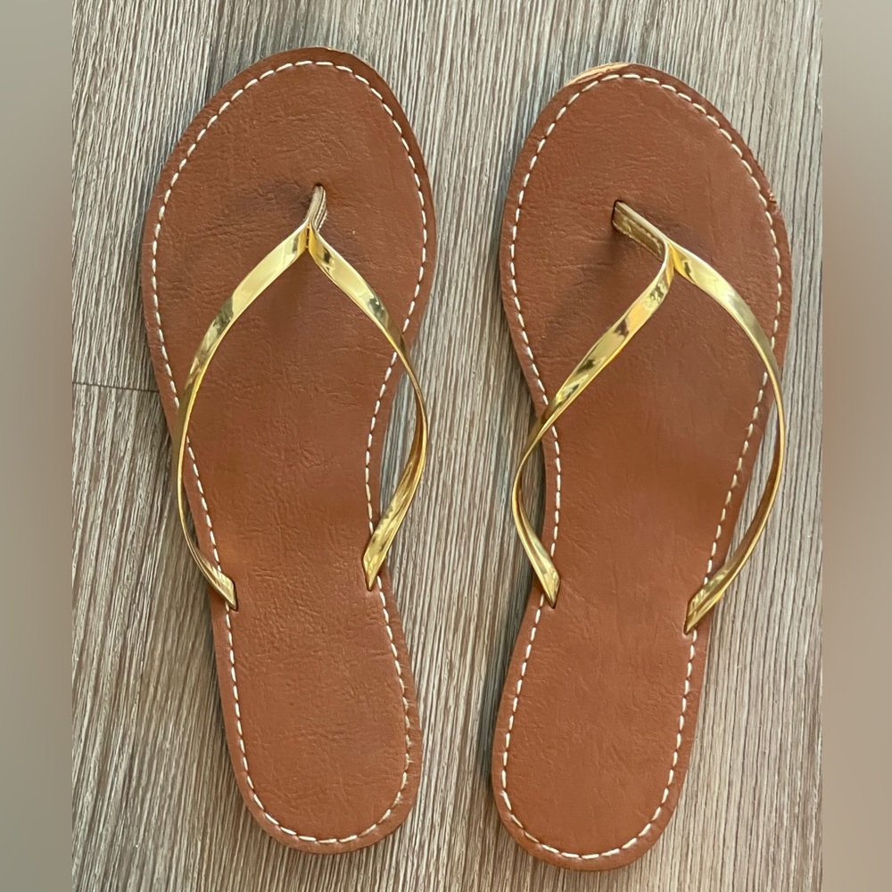 Gold Metallic Flip Flop Sandals - Women